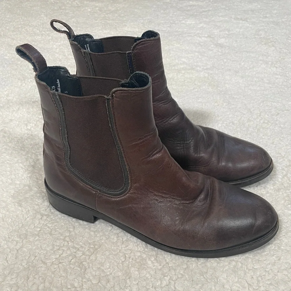 Thursday Boot Co Duchess Dark Brown Leather Chelsea Ankle Distressed Womens 9